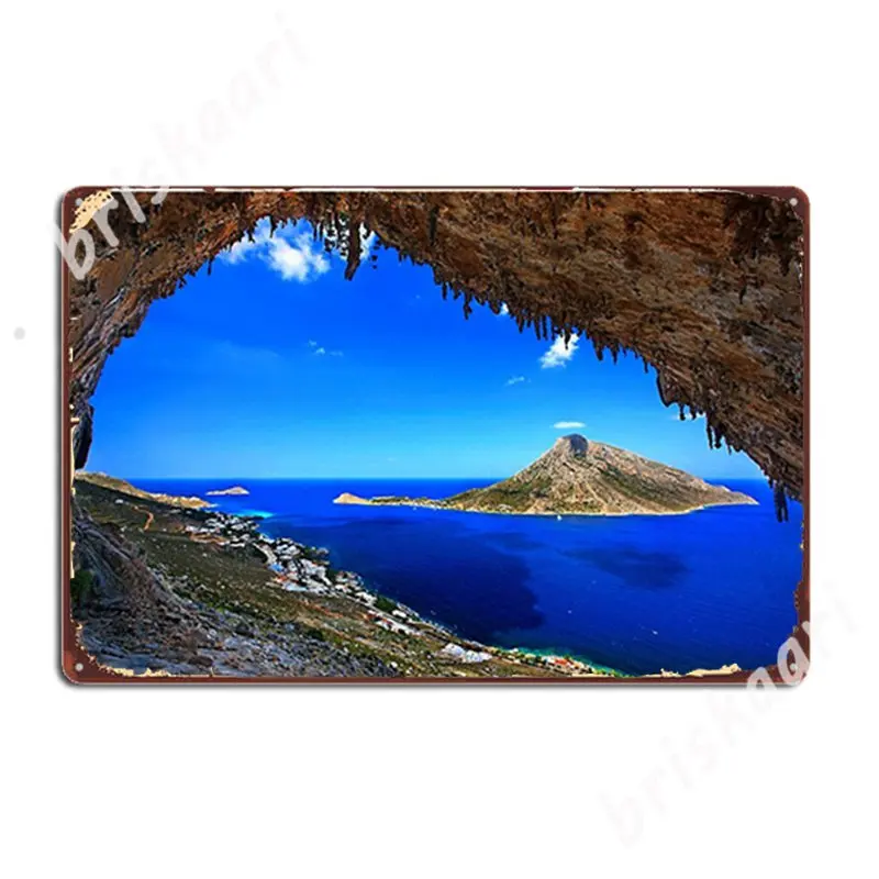Grande Grotta, Climbing Paradise - Kalymnos Island Metal Signs Retro Club Bar Wall Cave Placche Tin Sign Poster