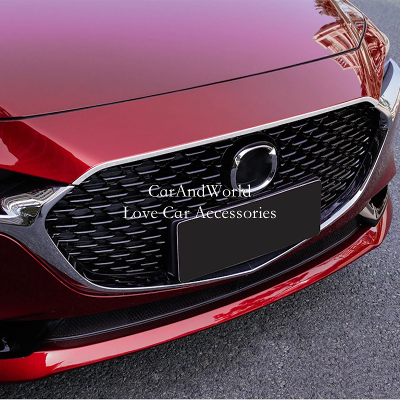 Для Mazda 3 Axela полоски решетки переднего бампера, Накладка для внешнего литья двигателя, отделка крыши, аксессуары для стайлинга автомобилей