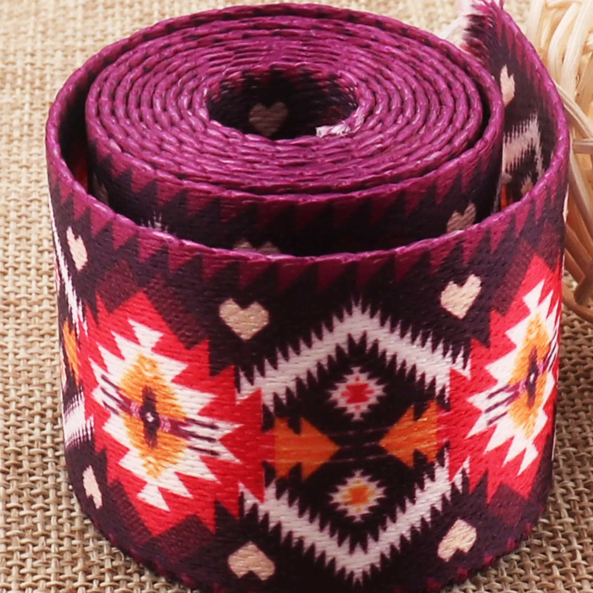 38mm Geometric Pattern Ethnic bing Soft Smooth RED Purse Bag Belt
