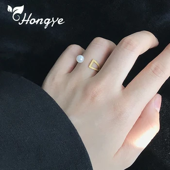 

Sterling Silver Females Pearl Ring Matted Gold/Silver Color Open Finger Jewelry 2020 New Arrival Personalized Birthday Ring Gift