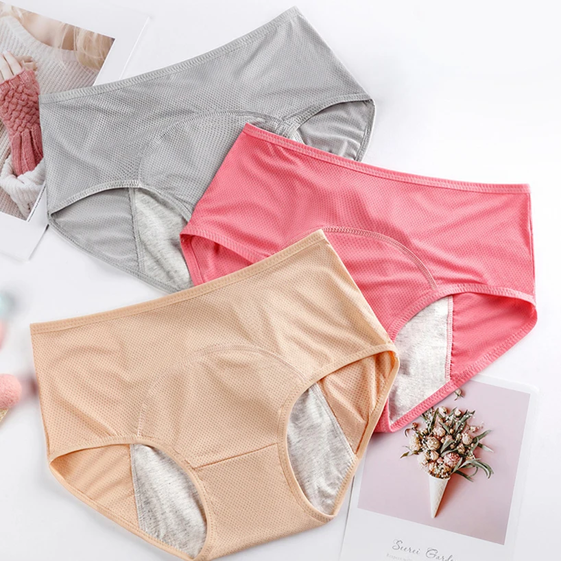 

Cotton Women Menstrual Panties Leak Proof Girls Underwear Incontinence Menstruation Ladies Briefs Mid-Waist Mesh Intimates 2020