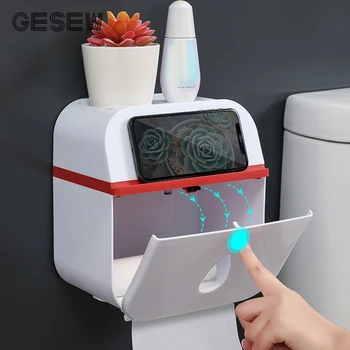 

GESEW Creative Plastic Tissue Box Double Layer Waterproof Storage Box Wall Mounted Toilet Paper Holder Bathroom Accessories Sets