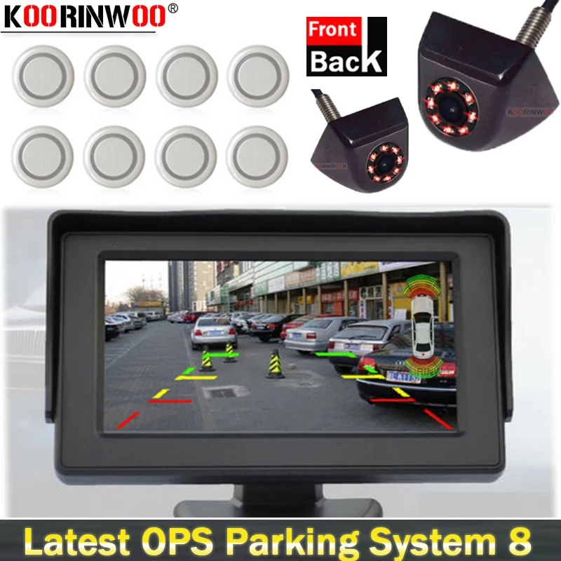 Koorinwoo For Sony AHD Intelligent Parkmaster Car Parking Sensor 8 Radars Car Front Camera Braking With Monitor Display Distance Koorinwoo For Sony AHD Intelligent Parkmaster Car Parking Sensor 8 Radars Car Front Camera Braking With Monitor Display Distance