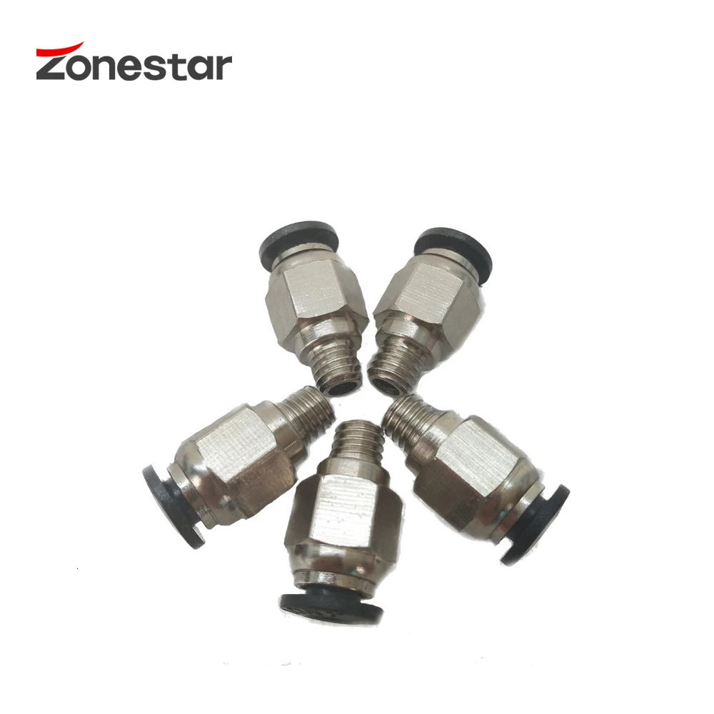 

Zonestar 5PCS/lot 3D Printer J-head Pneumatic Connectors PC4-M6 1.75mm PTFE Tube quick coupler, Fittings Reprap Hotend Fit