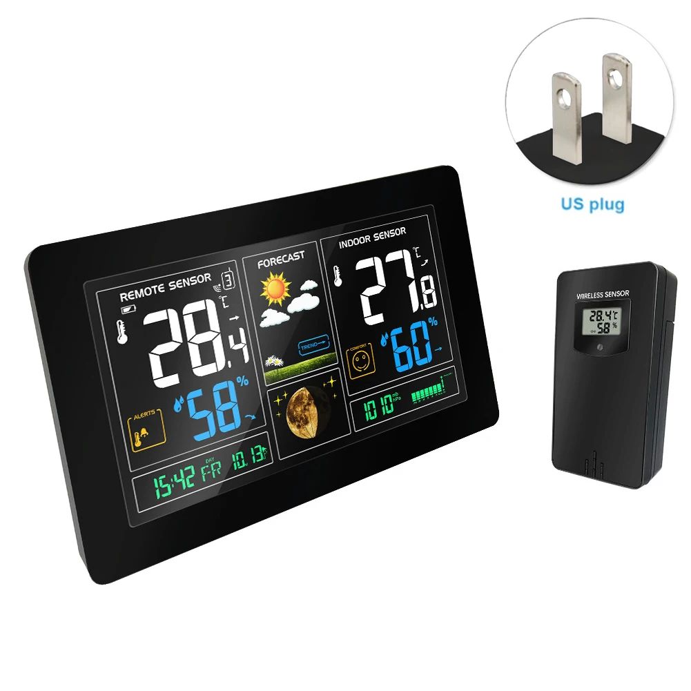 

Thermometer Alarm Clock Indoor Hygrometer LCD With Outdoor Sensor Barometer Wireless Forecast Digital Weather Station Home