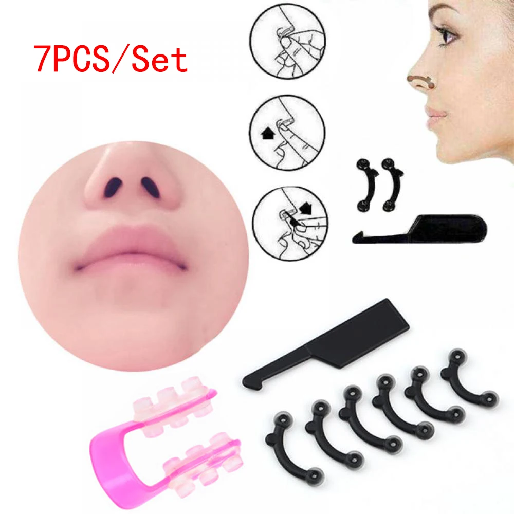 

7PCS/Set 3 Sizes Beauty Nose Up Lifting Bridge Shaper Massage Tool No Pain Nose Shaping Clip Clipper Women Girl Massager