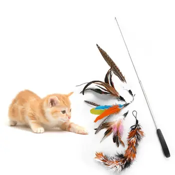 

6 Pcs/set Retractable Funny Cat Stick DIY Replacement Head Pet Teaser Toys Set