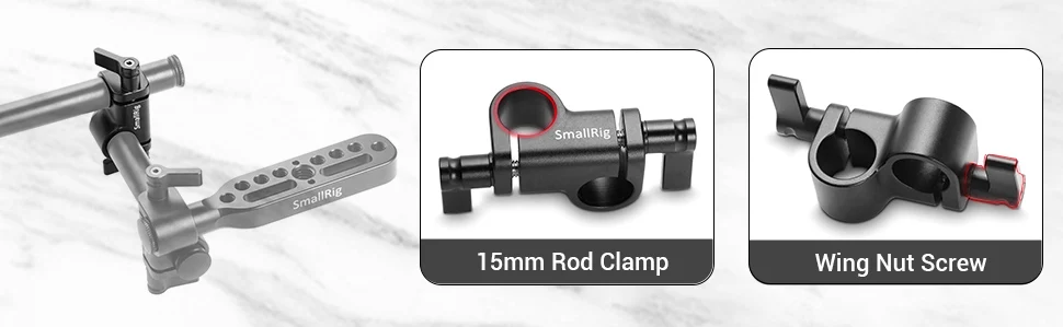 SmallRig 90-Degree 15mm Rod Clamp for Camcorder Video DIY Camera 15mm Rail Clamp Shoulder Support Mounting Accessories - 2069