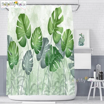 

Waterproof Polyester Fabric 3D Bath Curtain Forest For Bathroom Curtain Green Plant Beach Shower Curtain Long 180*200cm