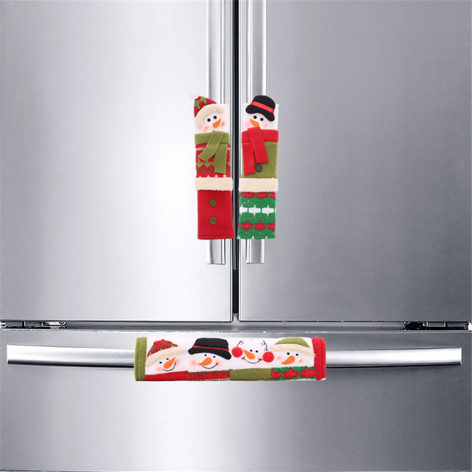 VOGVIGO 3 Pcs Microwave Dishwashers Refrigerator Door Handle Covers Handle Protector for Christmas House Decorate Tools