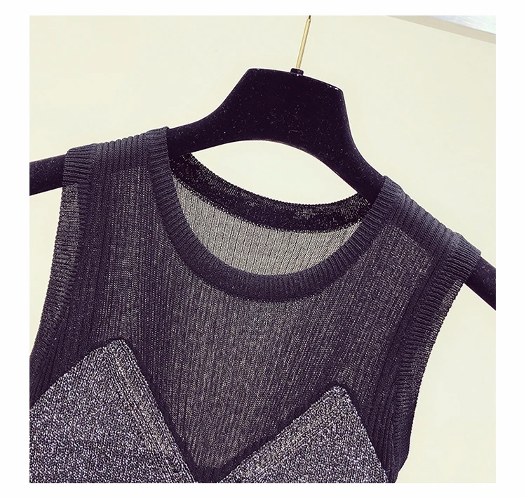O-neck sleeveless knitted tank top women modis slim basic tops Korean all match Pullover autumn and summer new arrival