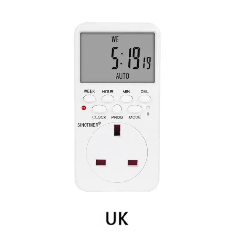 UK Цифровой таймер разъем AC230V реле времени программируемый EU/US/UK/ISR/BR/IT штекер - Цвет: UK