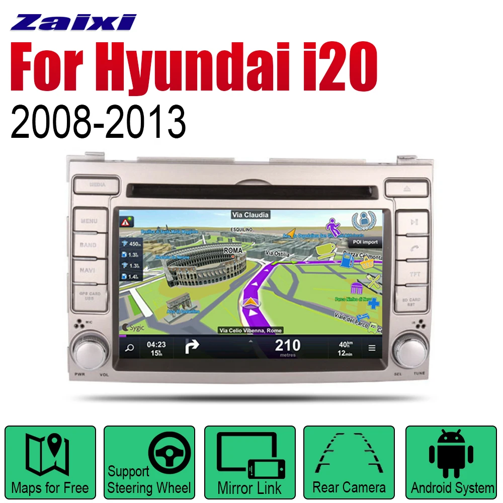 Автомагнитола ZaiXi, 2DIN, мультимедийный проигрыватель с Android, DVD, GPS-навигацией для Hyundai i20 2008 ~ 2013, Bt, Wi-Fi Автомагнитола ZaiXi, 2DIN, мультимедийный проигрыватель с Android, DVD, GPS-навигацией для Hyundai i20 2008 ~ 2013, Bt, Wi-Fi