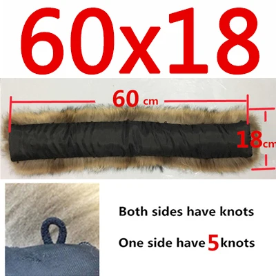60cmx18cm Новинка, высокое качество, зима, натуральный мех енота, воротник, женские шарфы, модное пальто, свитер, шарфы, шапка большого размера - Цвет: 60cmx18cm