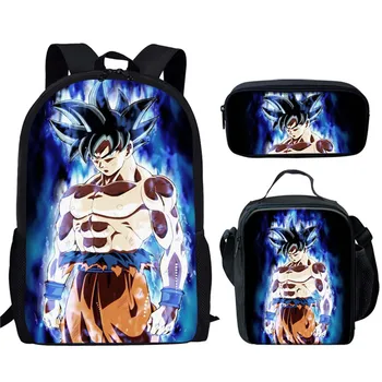 

2020 Cool Dragon Ball Z Super Print 3PCS Set Students Kids Boys Schoolbags Anime DBZ Ultra Instinct Goku Children Backpacks
