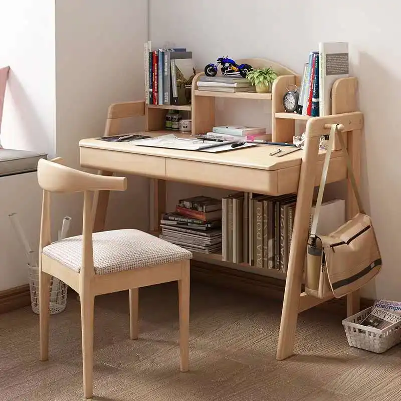

Northern European-Style Solid Wood Desk Simple Japanese Style Office Desk Children Students Writing Desk Desktop Computer Desk H