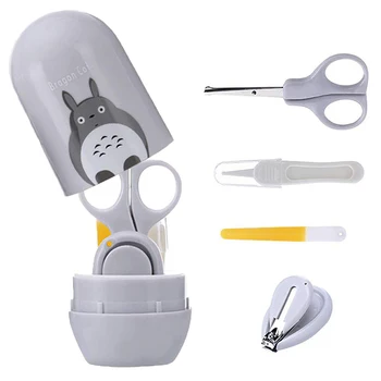 

4pcs Baby Nail Care Set Baby Healthcare Kits Infant Finger Trimmer Scissors Nail Clippers Cartoon Animal Storage Box for Travel