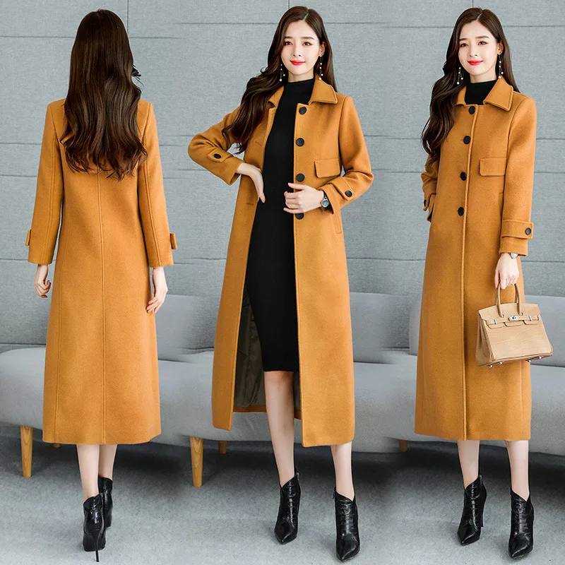 

Woolen Coat Women's Mid-length 2019 Autumn & Winter New Style Slim Fit Explicit Thin Long Elegant Woolen Jacket Goddess-Style