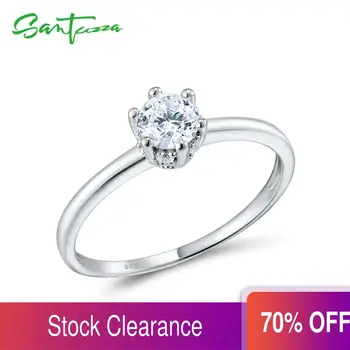 

Santuzza 925 Sterling Silver Rings For Woman Sparkling White CZ Stones Silver Engagement Romantic Chic Female Rings Fine Jewelry