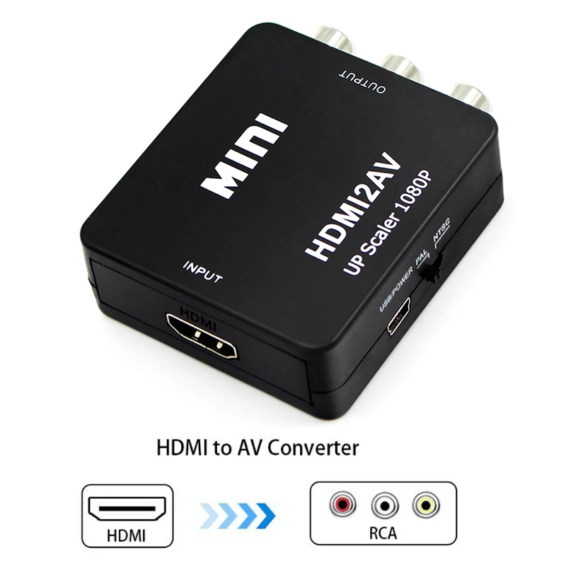 HDMI к 3RCA CVBS композитный видео AV конвертер адаптер ТВ VHS VCR DVD черный