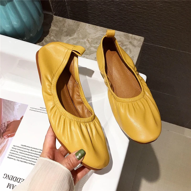 

Boussac Vintage Pleated Ballet Flats Shoes Women Round Toe Silver Women Flats Shoes Soft Sole Elegant Ladies Shoes SWA0276
