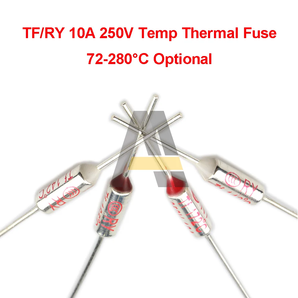 TF/RY 10A 250V Temp Thermal Fuse 5pcs/10pcs 72-280°C Temperature 73°C 77°C 99°C 100°C 110°C 113°C 115°C 139°C 160°C 225°C |