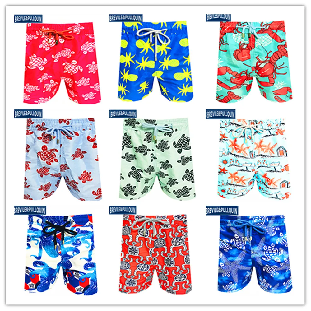 

2020 Brand Brevile pullquin Beach Board Shorts Men Turtles Swimwear Pineapple Lobster Octopus Adults Swimtrunks Quick Dry M-XXXL