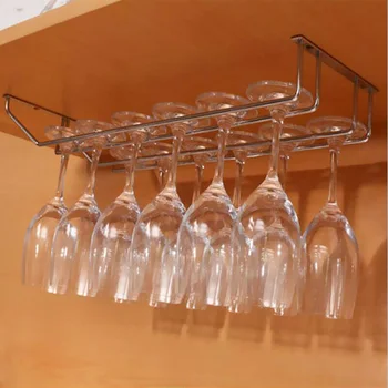 

Bar Kitchen Wine Glass Holder Under Cabinet Cup Rack Shelf Stemware Hanger Kitchen Suoolies Rack Hanging