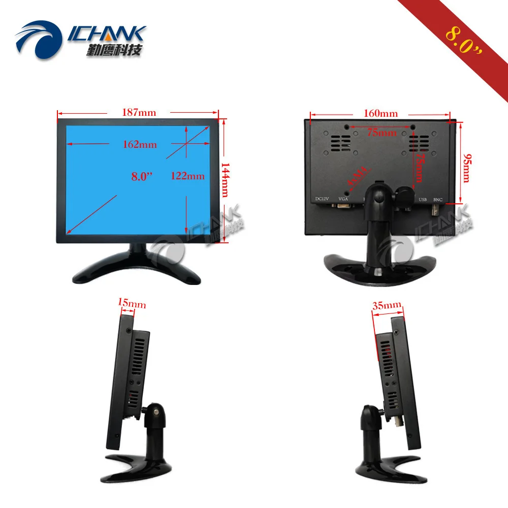 ZB080TC-262L/8 дюймов 1024x768 HMDI VGA USB поддержка Linux Ubuntu Raspbian Debian резистивный OS сенсорный ЖК-экран монитор