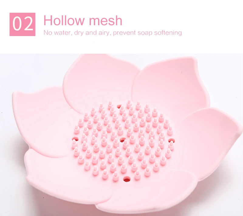 Draining Soap Dish Soap Box Plate Lotus Shape Silicone Box Holder Portable Soap Dishes