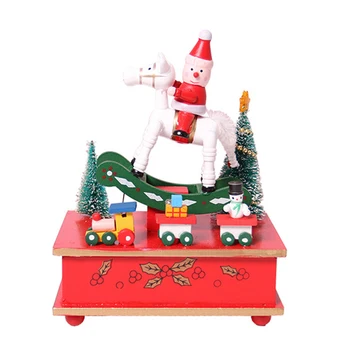 

Nordic Wooden Trojan Christmas Music Box Snow Scene Decoration Christmas Decoration For Home Decoration Accssories Birthday Gift