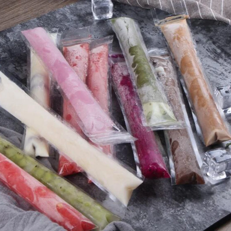 HHO-200Pcs Diy Ice Stick Ice Cream Diy Self Sealing Mold Bags Ice Making Disposable Ice Stick Bag Kitchen Diy Tool Summer Drink