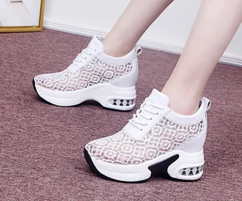 

Summer Women Shoes Woman Breathable Mesh Sneakers Flats Lace Loafers Thick Heels Platform Wedges Casual Shoe