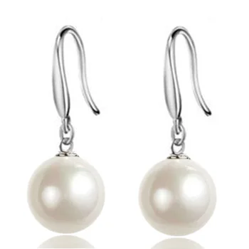 

Fashion Hot Sale Bead Imitation Pearl Pendant Earrings Silver-plated Ear Hook Hypoallergenic Advanced Wild Wedding Earrings
