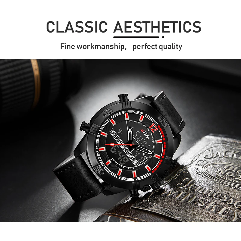KDM Men Watch Dual Digital Quartz LCD Display Waistwatch Sports Fashion Casual Waterproof Watch 201