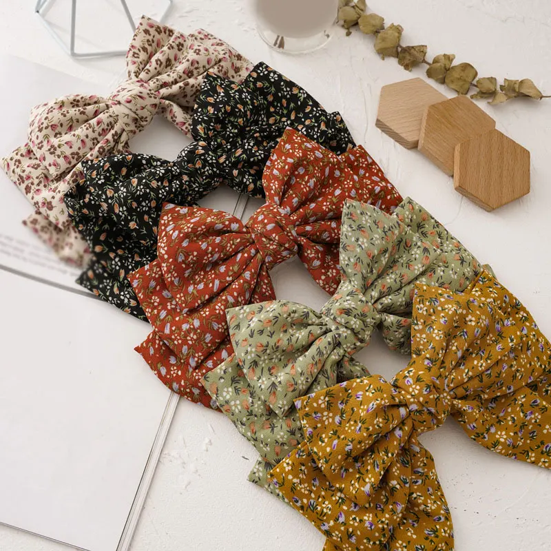 

Big Hair Bow Ties Hair Clips Two Layer Butterfly Floral Hairpins Girls Kids Cute Sweet Bowknot Hairpins Vintage Hair Accessories
