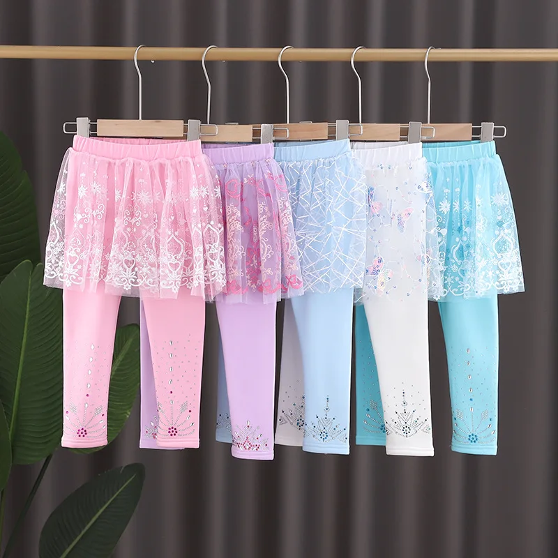 

Snow Queen 2 Girls Elsa Princess Leggings Baby Girls Leggings Autumn Winter Cotton Leggings Warm Girls Skirt-pants High Quality