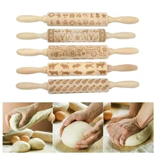 Рождественская Скалка rouleau a patisserie walek do ciasta patisserie outils аксессуары douille patisserie Xmas1