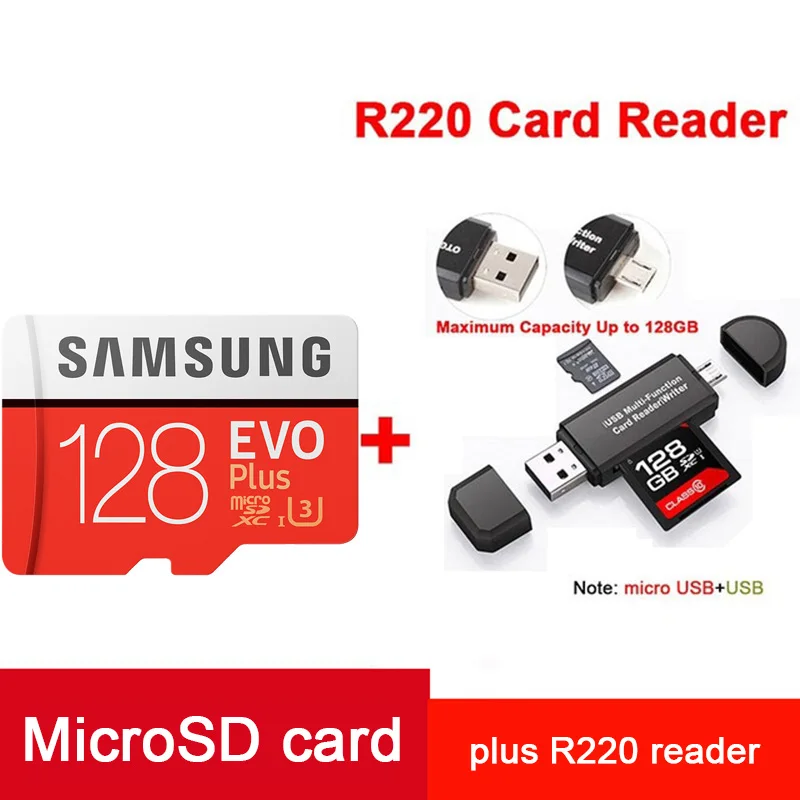 Samsung Micro SD карта 32 ГБ Class 10 карт памяти MicroSD 256 ГБ 128 ГБ 64 ГБ TF карты sdhcxc картао де memoria дропшиппинг - Емкость: MC128G-R220