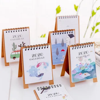 

2020 Cute Cartoon Calendar Mini Table Desk Calendar memorandum Plan Calendar