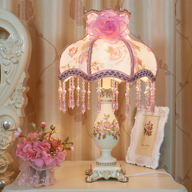 lamp bedside LED light luxurious Europe craft light series bedroom art home decor lampshade table lamps for bedroom home deco r
