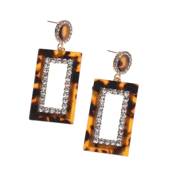 

BK Resin Earrings Leopard Resin Beads Square Shaped Stylish Stud Woman Party Birthday Gift Fashion Jewelry Eardrop