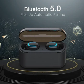 

Wireless Earbuds Bluetooth 5.0 Digital Display Stereo Voice Control Pull-Out Sports Headset Waterproof For Work Out Gym