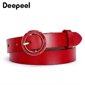 

Deepeel 1pc 2.5*100-120cm Women 2nd Layer Cowskin Leather Belt Irregular Round Pin Buckle Decorative Girdle Gift for Women YB620