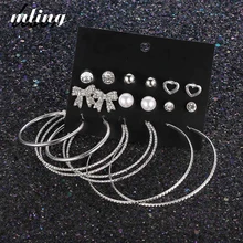 20 пар/комплект, винтажные красивые серьги-гвоздики с кристаллами и жемчугом в форме сердца, женские серьги-гвоздики с крыльями, Звездные Ювелирные серьги в подарок