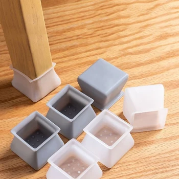 

4 Pcs Furniture Protector Silicone Protection Cover Square For Chair Leg Floor Protector Tp899