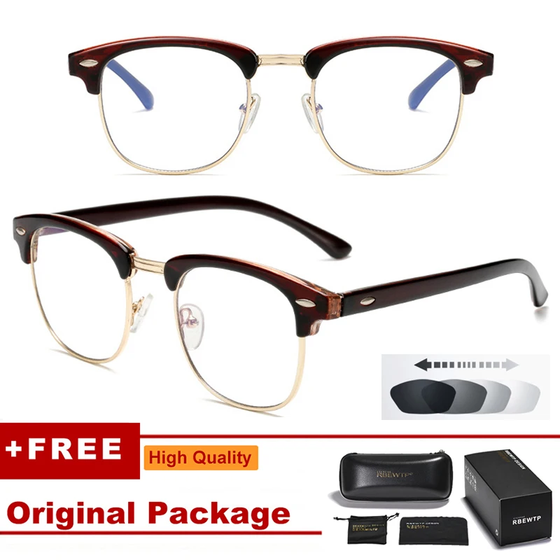 Brown Gold 05 Фотохромный фильтр компьютерные очки для блокирования УФ анти голубой свет глаз глазного напряжения переходные игровые очки для женщин мужчин UV400 - Цвет линз: Brown Gold 05