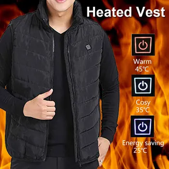 

Body Warmer 5-12v Black USB Sleeveless Electric Heated Vest Hot Winter Thermal Heated Pad Clothing Physiotherapy Heating Coat