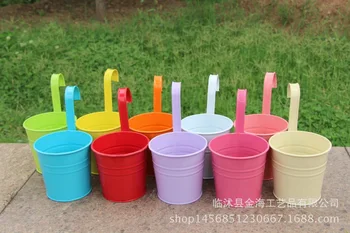 

10pcs/set Colorful Hanging Flower Pot Hook Wall Pots Iron Flower Holder Balcony Garden Planter Home Decor Plant Pots