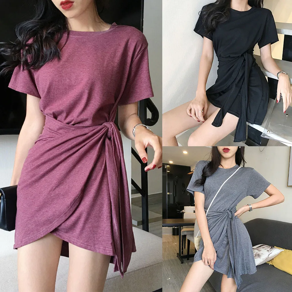 Jaycosin Romance Elegant Mini Dresses Women 2020 Summer O Neck Solid Ladies Street Beach Leisure Vacation Short Dresses Mujer227